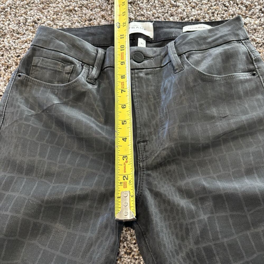 Frame Jeans 27 Gray Le Crop Mini Boot Coated Denim Noir Croc - Picture 11 of 13